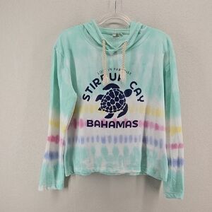 Lagaci Mint Tie-Dye Bahamas Turtle Hooded Sweatshirt Size Large